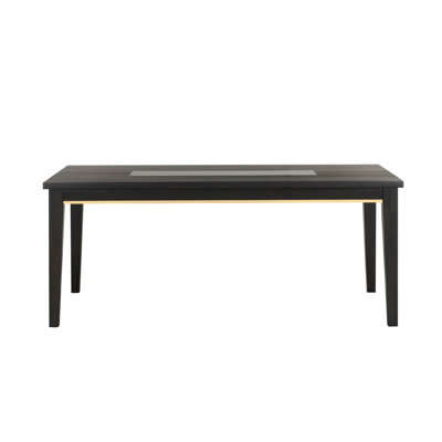Rectangular Wooden Dining Table With Glass Top In Espresso