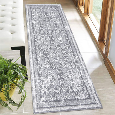 Hallway Runner Rug, Vintage Shaggy Soft Laundry Rug Runner, Non Slip Entryway Mat, Washable Farmhouse Kitchen Area Carpet