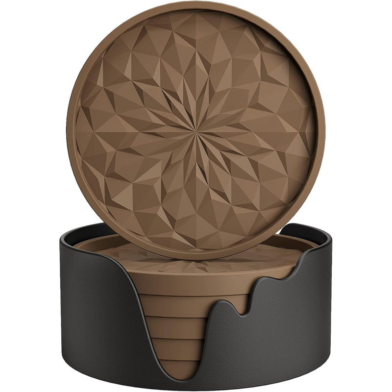 Silicone Coasters With Holde Drinking Coasters  Cup Mat For Hot Or Cold Drinks Thickened Non Slip Nonstickdeep Tray, Brown