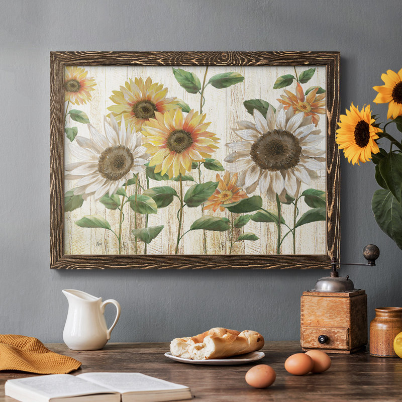 Sunflower Surprise- Rustic Framed Gallery Wrapped Canvas, H 18 po x l 26 po x P 1,5 po, Noyer