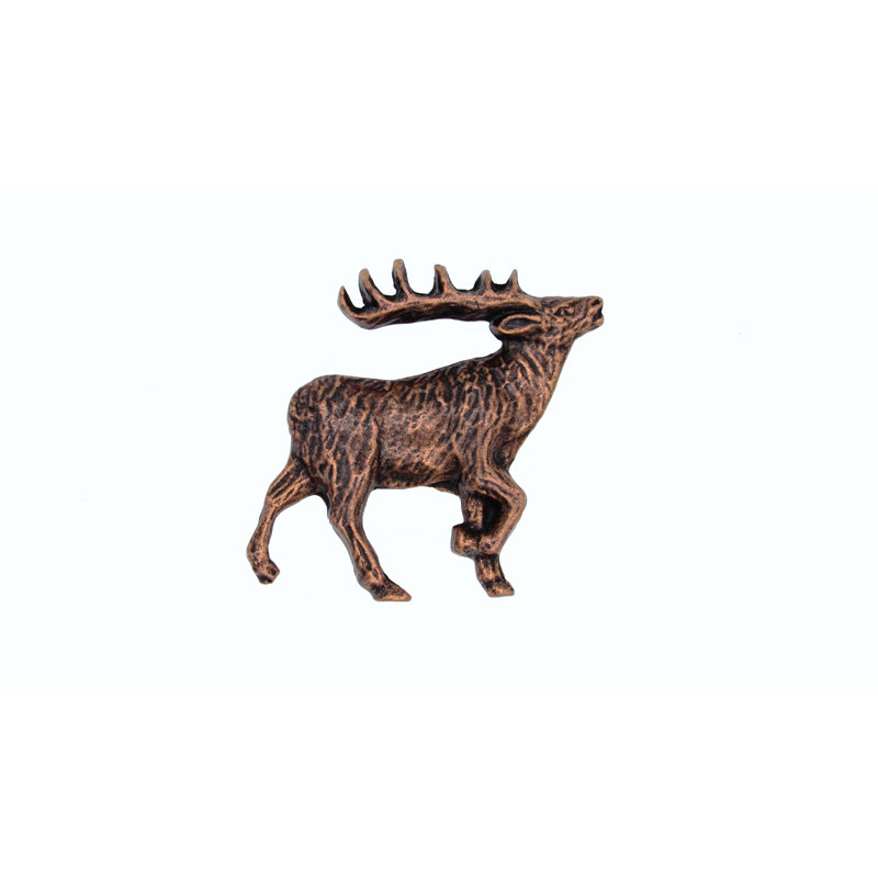 Oversized 1 22/25" Elk Novelty Knob, Antique Copper