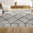 Cantera Shag Plush Tassel Moroccan Geometric Trellis Ivory/Gray Rug-1127512306