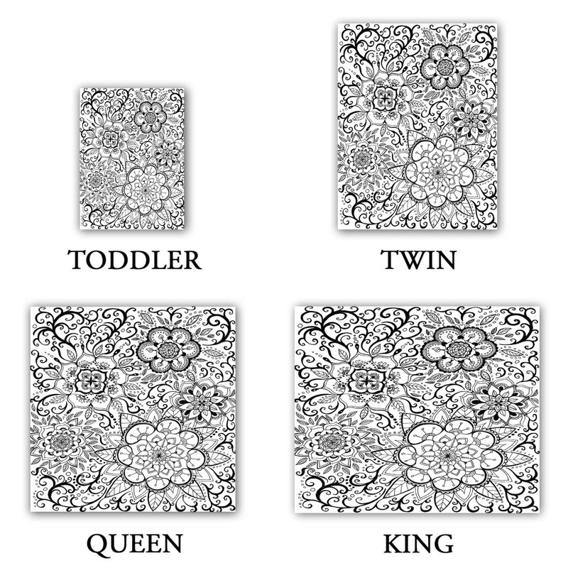 Ensemble de housse de couette mandalas cheung floral marie, 1 housse de couette grand + 2 taies standards