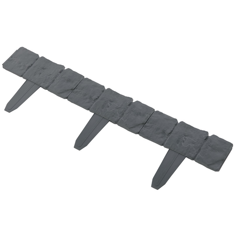 Gray Plastic Cobbled Stone Style Lawn Edging Set