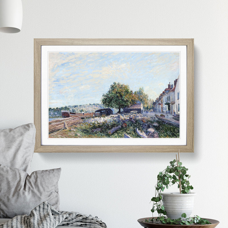 Saint Mammes Morning by Alfred Sisley - Picture Frame Painting, Oak Framed, 48cm H x 65cm W x 2cm D