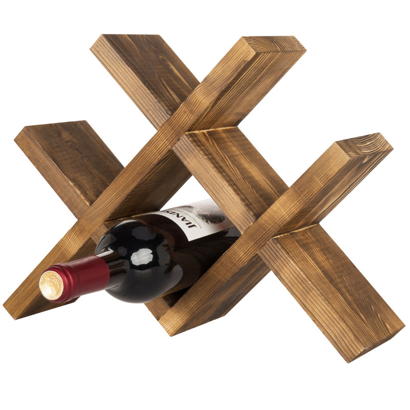 Padulsky Solid Wood Tabletop Wine Bottle Rack, Pine, Brown