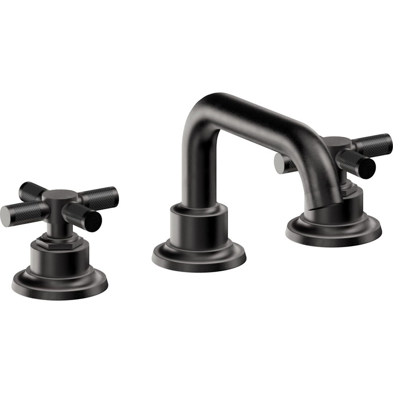 Descanso 8" Widespread Lavatory Faucet with Cross Carbon Fiber Handle, Matte Black