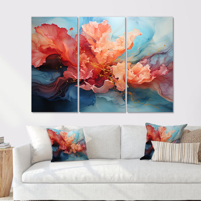 «Orange and Blue Abstract Storm - Storms», ensemble d'art sur toile