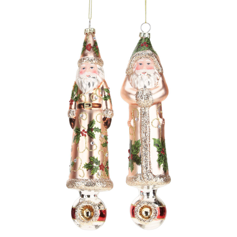 Bavarian Slim Santa Ornament - 9 Inches Set Of 12
