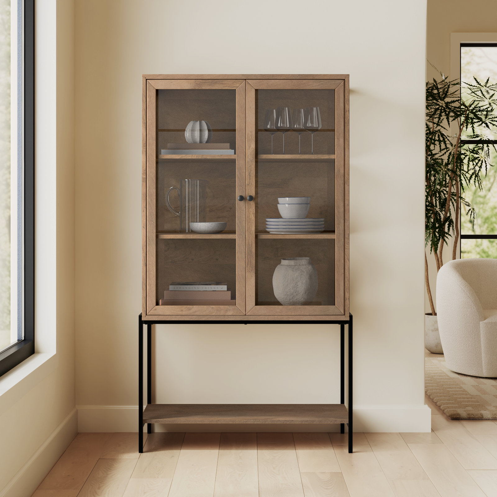 Warner Mango Accent Cabinet, Light Brown