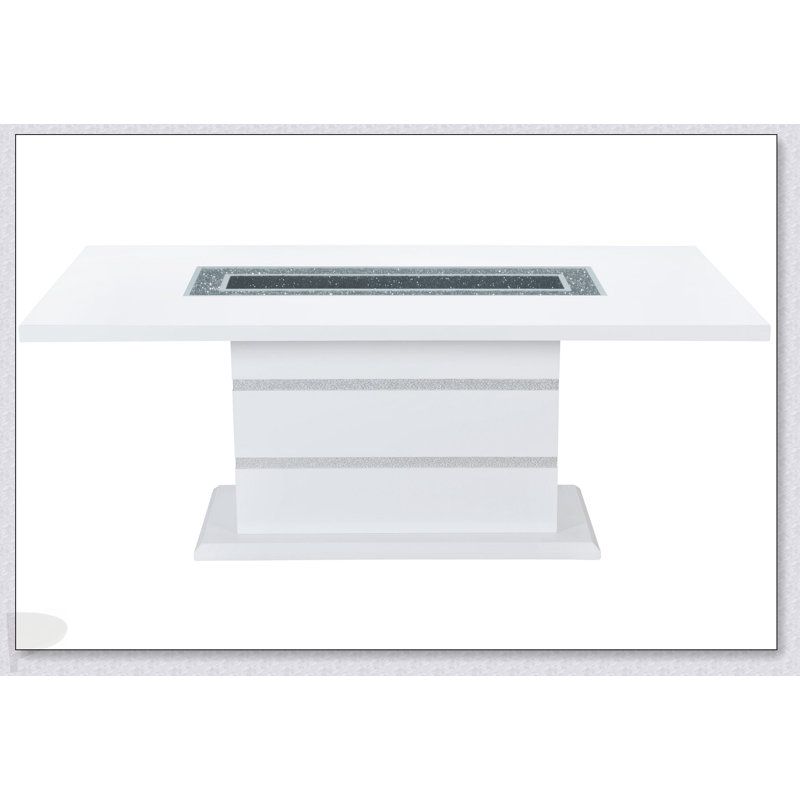 Table de salle à manger Ariya, H 30,7 po x L 78,7 po x l 39,4 po, Blanc