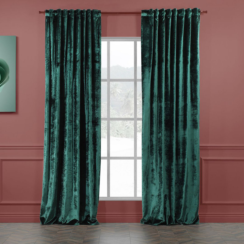 Extra Long & Extra Wide Shiny Velvet Curtain Panel (customized), 280cm Width x 450cm Drop, Dark green