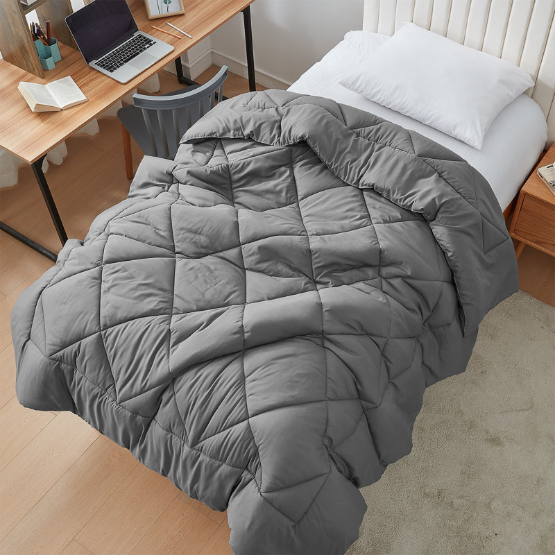 Édredon réversible pour lit simple TG, Gris anthracite