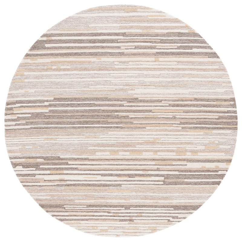 Martha Stewart 300 Hand Tufted Wool/Cotton with Latex Abstract Rug in Brown/Beige, Round 6'