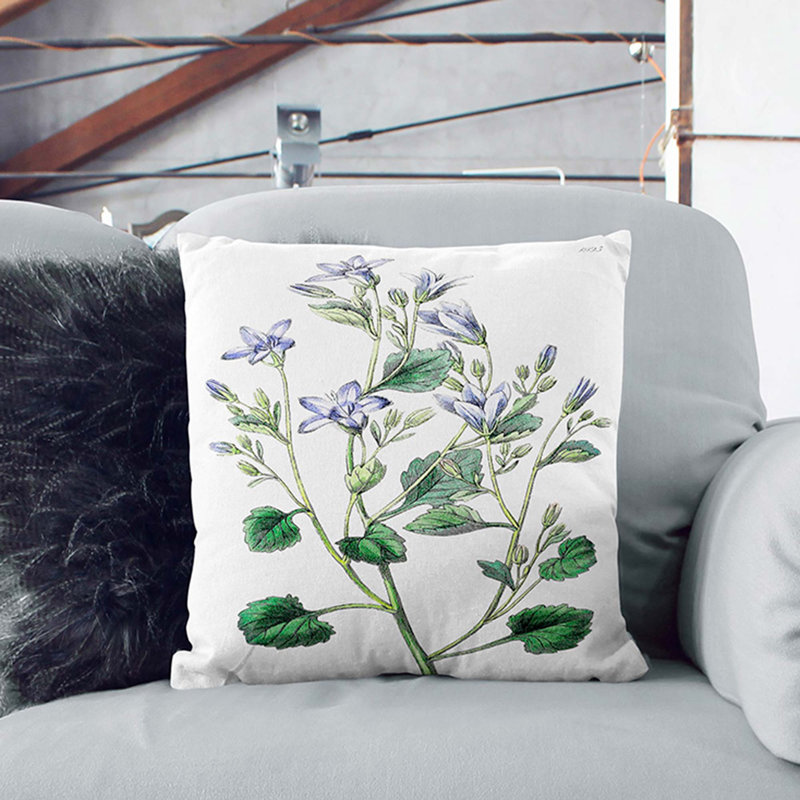 Floral Square Throw Cushion, 40cm H x 40cm W x 15cm D, Black