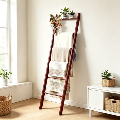 Échelle de couverture en bois pour le salon, support à courtepointe en bois incliné, porte-serviette rustique, résistant aux rayures et au glissement