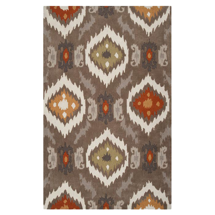 Tapis brun / crème touffeté à la main Dolly Ikat, Rectangle 8 pi x 11 pi