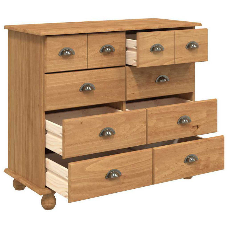 Chest of Drawer with Drawer with Storage ASKIM Solid Pine Wood Bedroom, Brown