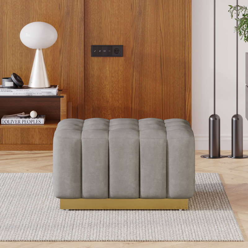 Repose-pieds capitonné rectangulaire, Gris