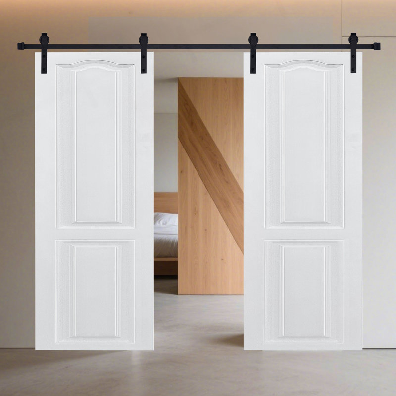 Porte coulissante double en bois aggloméré blanc 3/4 po