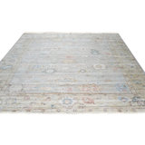 Hand Knotted Silk Floral Area Rug in Gray