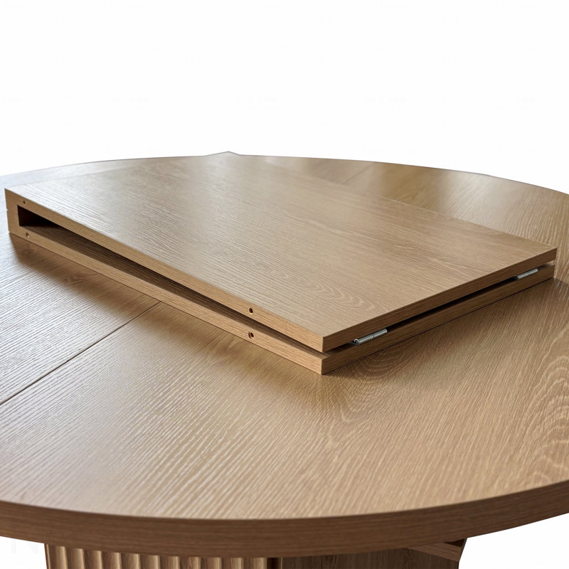 Round Dining Table 4-6 Person Wooden Bump Texture Base Family Gathering