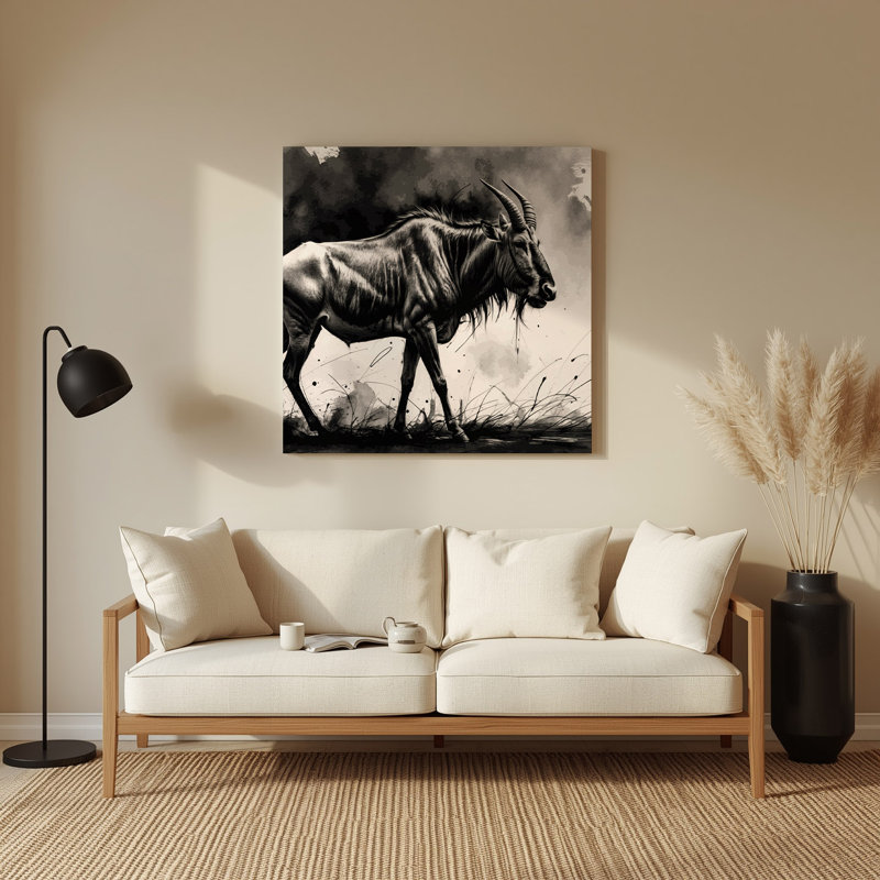 Faune, art mural beige en métal Hartebeest, H 12 po x l 12 po