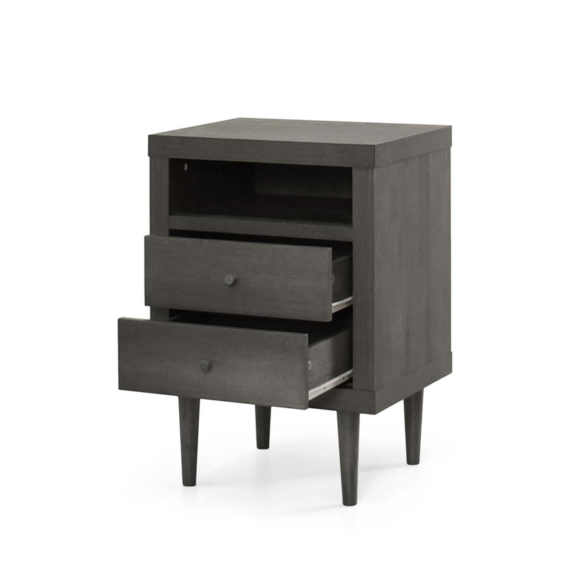 Table de chevet 2 tiroirs, Gris