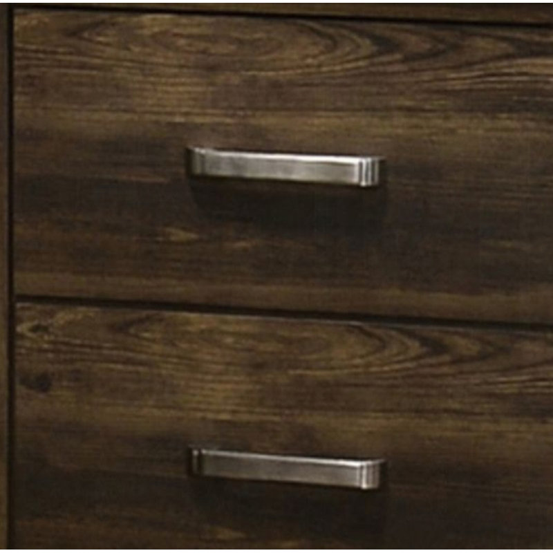 Table de chevet transitionnelle à deux tiroirs en bois avec finition noyer