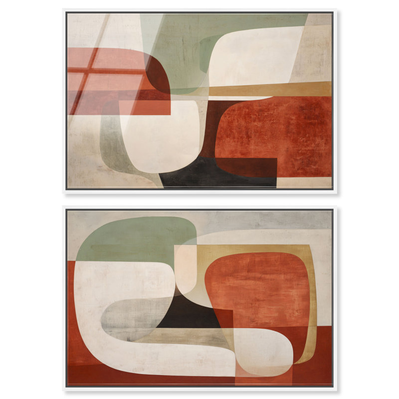 Ensemble décoratif bohème doré « Rust Form » encadré sur acrylique, par Art Remedy, cadre blanc, 30 x 20 cm, White Frame