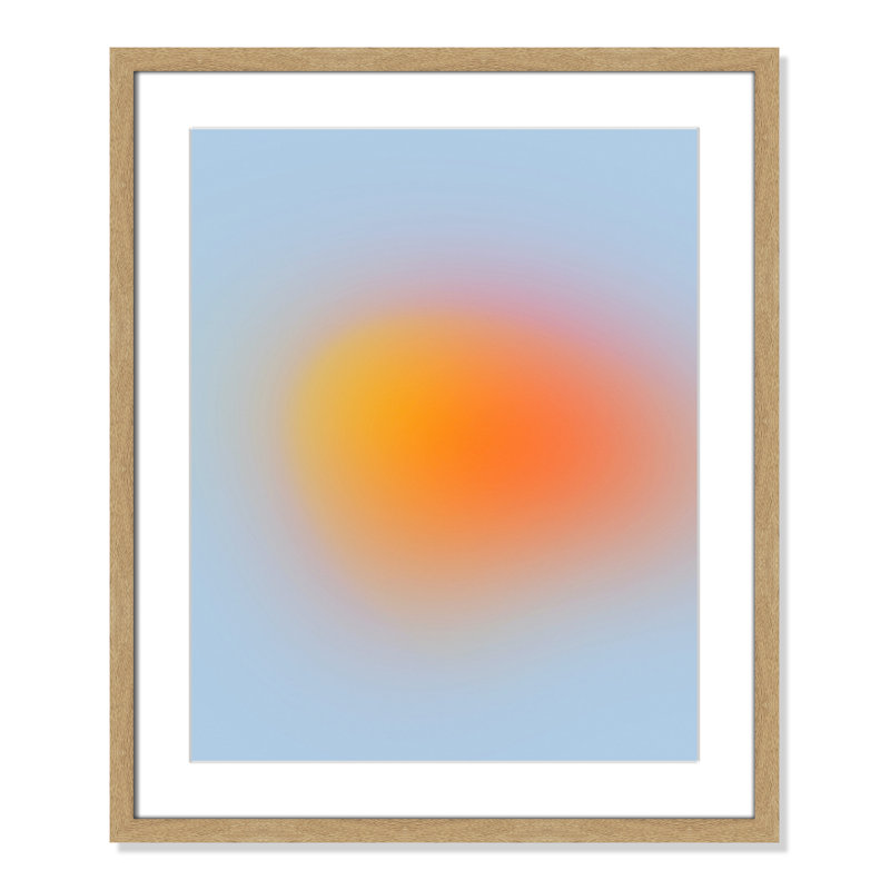 Imprimé néon orange brillant, Pas de tapis, Cadre photo simple en grain de bois naturel, H 25,5 po x l 21,5 po x P 1,25 po