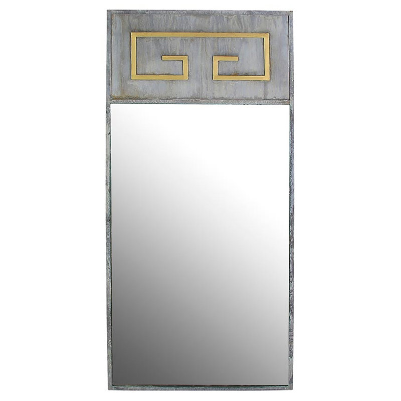 Greek Industrial Accent Mirror, 65" H x 30" W, Deep Ocean Antique French Gold/Clear Mirror