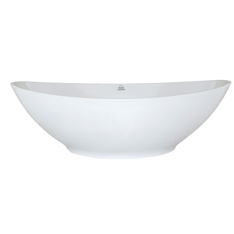 Logan 72'' L Freestanding Air Bathtub, Glossy White, Polished Chrome