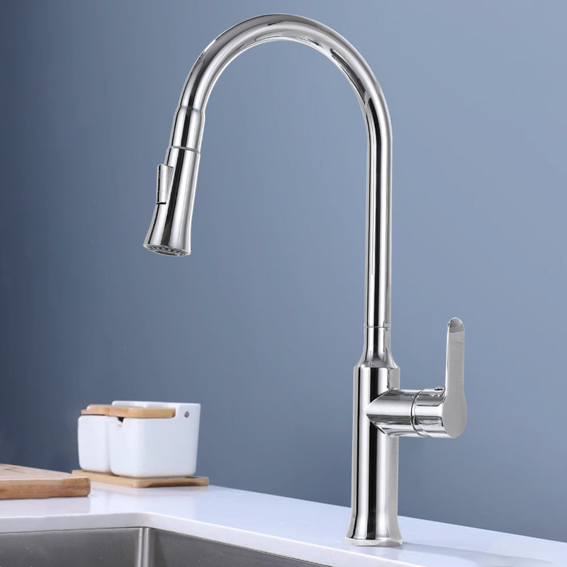 Single-Handle Pull-Down Sprayer Kitchen Faucet in Chrome