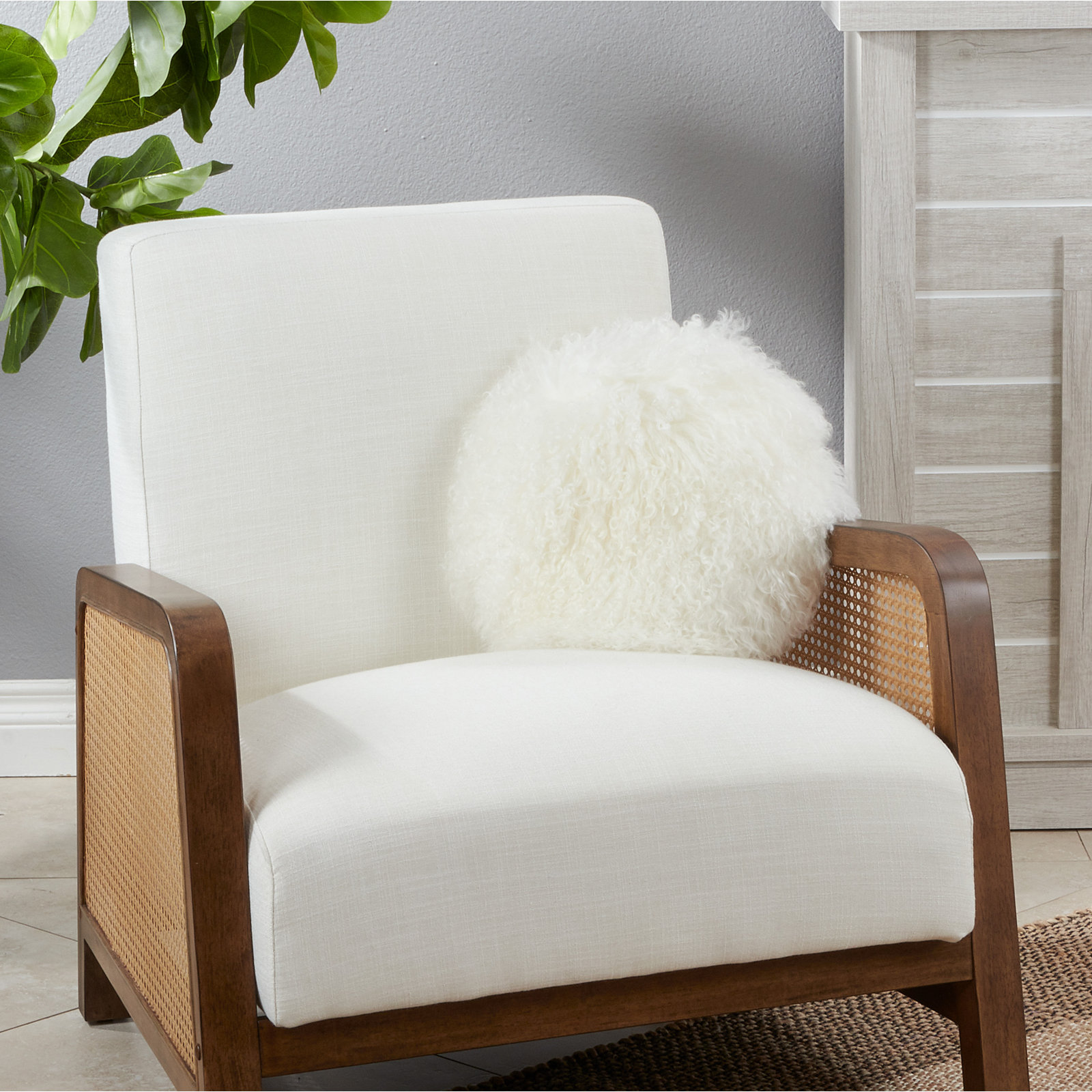Throw Pillow, Ivory, 13"H x 13"W