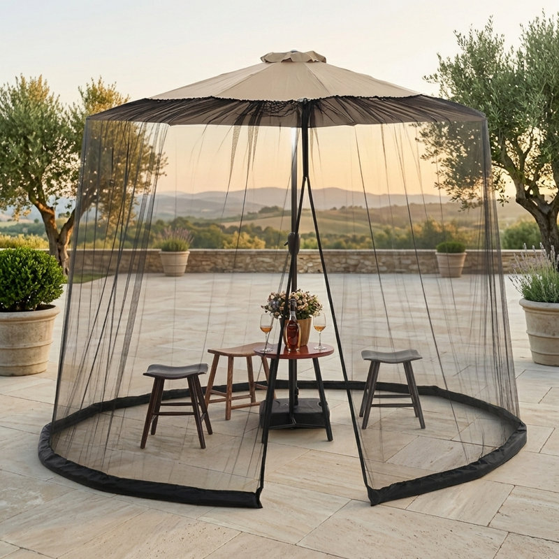Parasol de patio de 9 pi avec moustiquaire de patio et moustiquaire en polyester