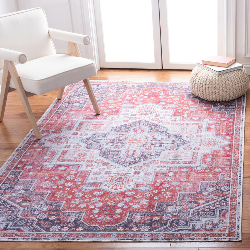Tapis oriental rouge / bleu Hallel, Rectangle 4 pi x 6 pi