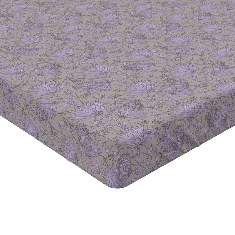 Ambesonne Fitted Sheet, Twin Fitted Sheet, Mauve Dark Tan Floral