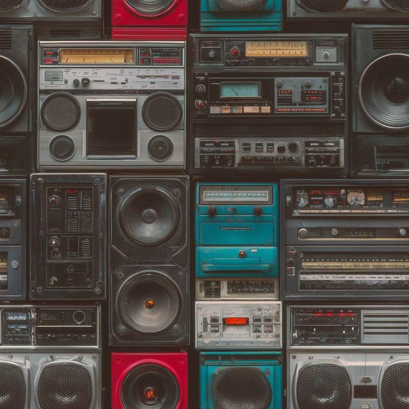 Papier peint rétro industriel rétro Boombox, Textured Non-Pasted