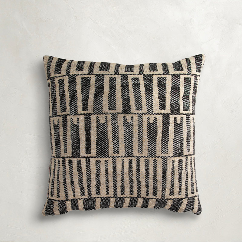 Hinged Midnight Outdoor Throw Pillow, Brown;Black, Square 20"