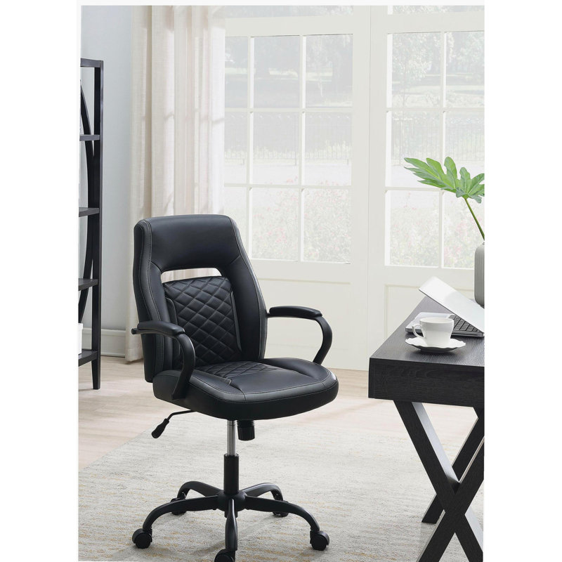 Chaise de bureau en similicuir noir