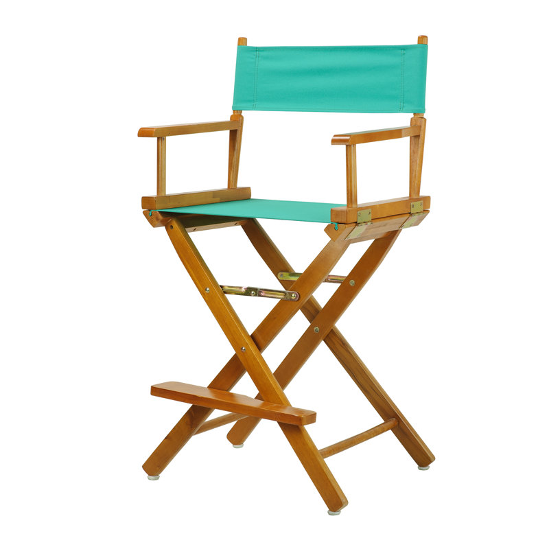 24" Folding Director Chair, Teal, Honey Oak