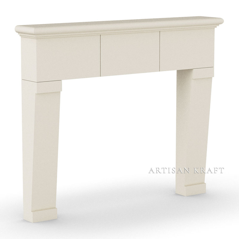 Memphis Cast Stone Fireplace Surround with Bullnose Hearth, Beige, 10" D x 54" H x 66" W