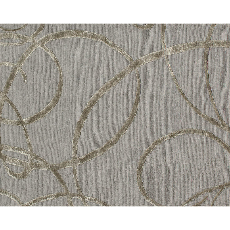 Abstract Area Rug in Pewter/Brown, Rectangle 10' x 14'