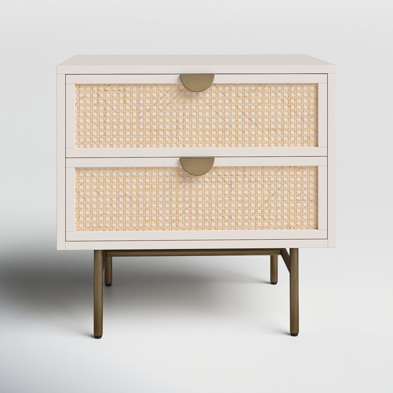 Brooks 2 - Drawer 24" Nightstand in White/Brown/Natural