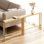 Console mince avec prises de courant et ports USB, table basse étroite de 5,9 pouces avec station de charge, design en bambou naturel pour salon moderne