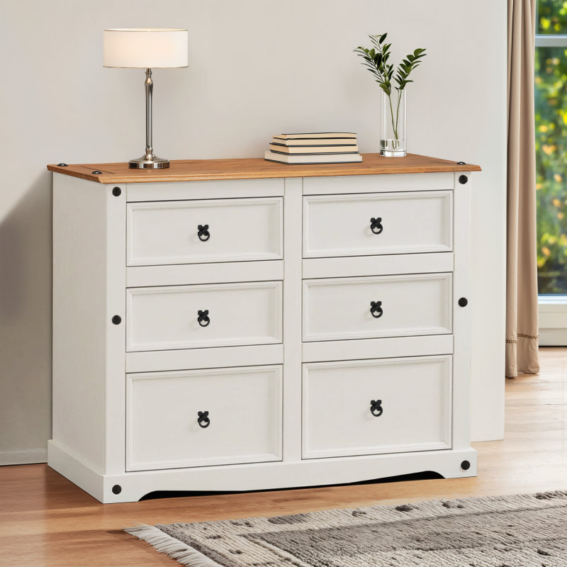 Solid Wood 133cm W 6 - Drawer Chest of Drawers