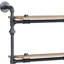 Étagère murale à 4 niveaux, finition chêne et noir sable, avec structure métallique à plusieurs niveaux, style tuyaux d'eau, placage, étagères de 58,5 cm de large, espacement de 30,5 cm, charge maximale de 4,5 kg.