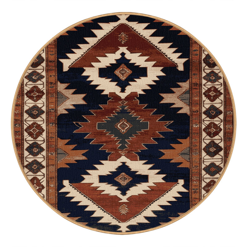 Tapis brun lavable à la machine, Rond 7 pi