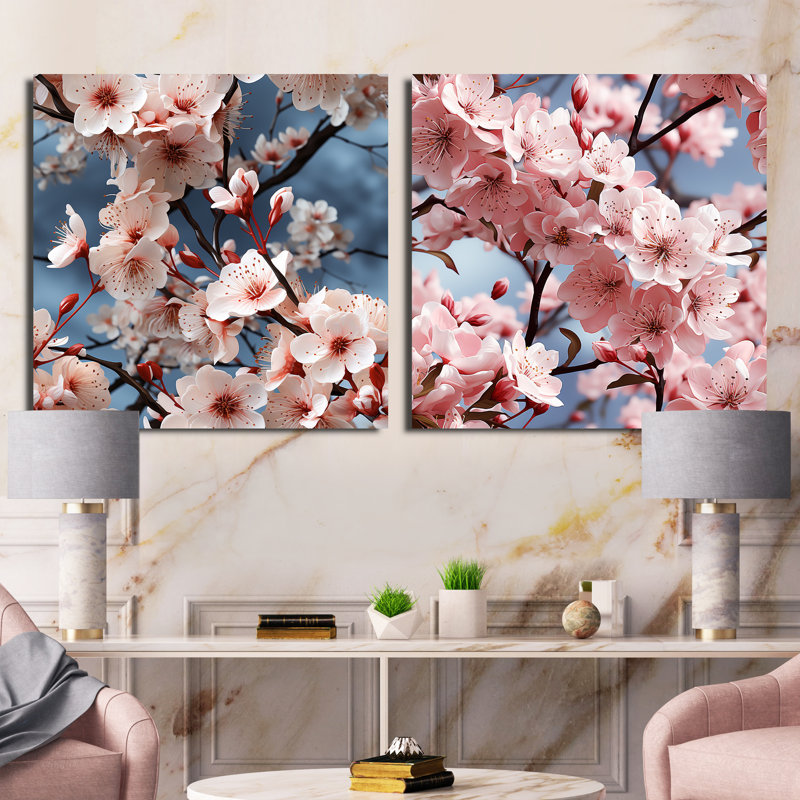 Merritt - Floral Square Collage Set Of 2, 16" H x 33" W, Wrapped Canvas